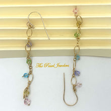 Load image into Gallery viewer, 14K Yellow Gold-Filled Rainbow Glass Bead Hook Earrings
