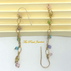 14K Yellow Gold-Filled Rainbow Glass Bead Hook Earrings