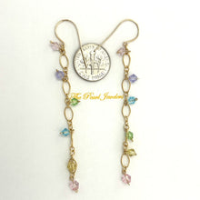 Load image into Gallery viewer, 14K Yellow Gold-Filled Rainbow Glass Bead Hook Earrings