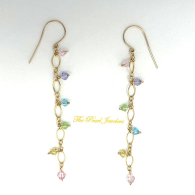 14K Yellow Gold-Filled Rainbow Glass Bead Hook Earrings