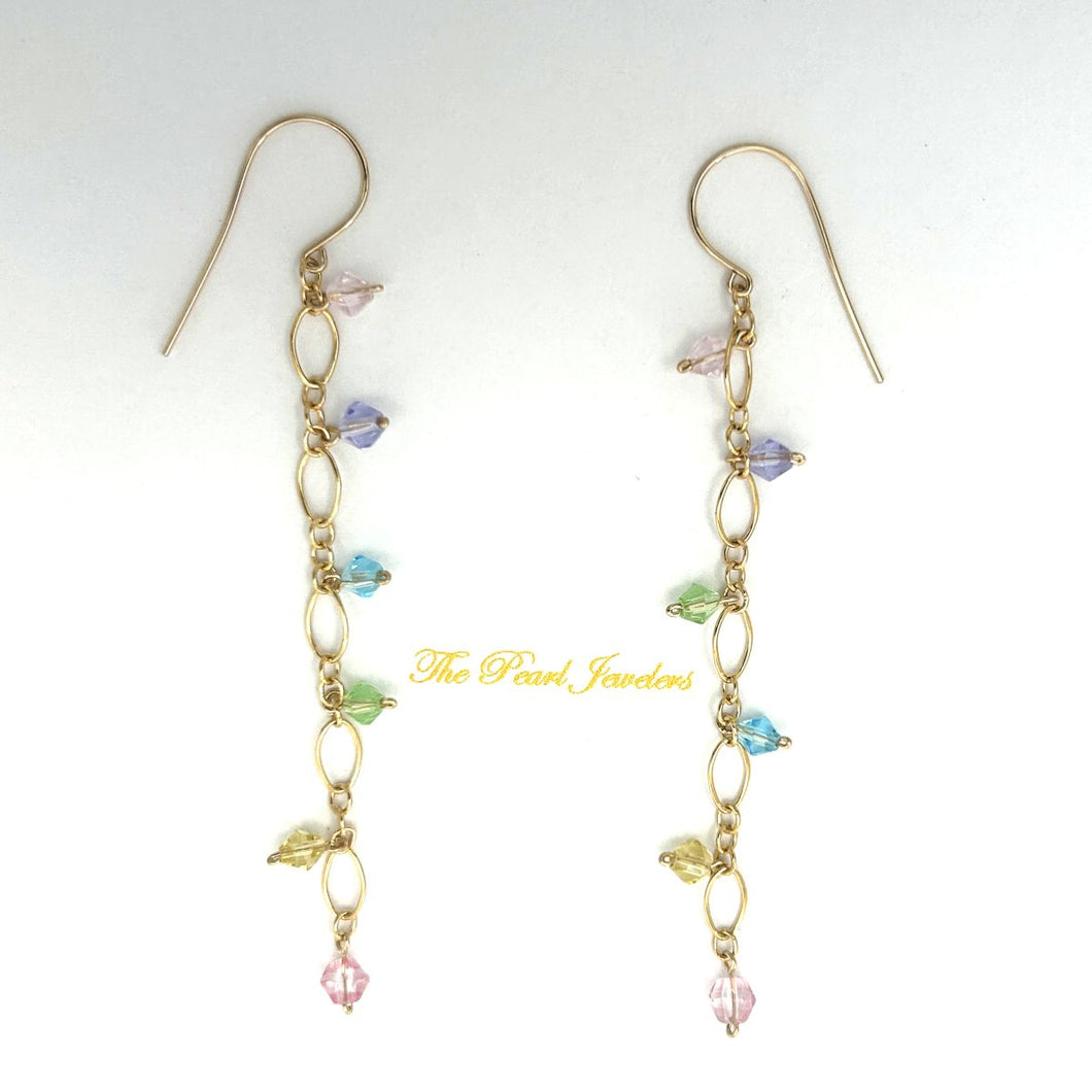 14K Yellow Gold-Filled Rainbow Glass Bead Hook Earrings