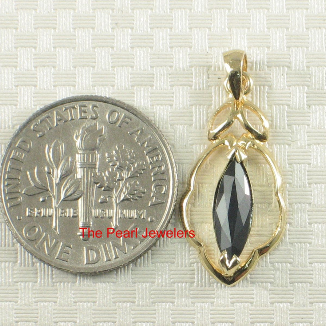14K Yellow Gold Marquise Sapphire Pendant