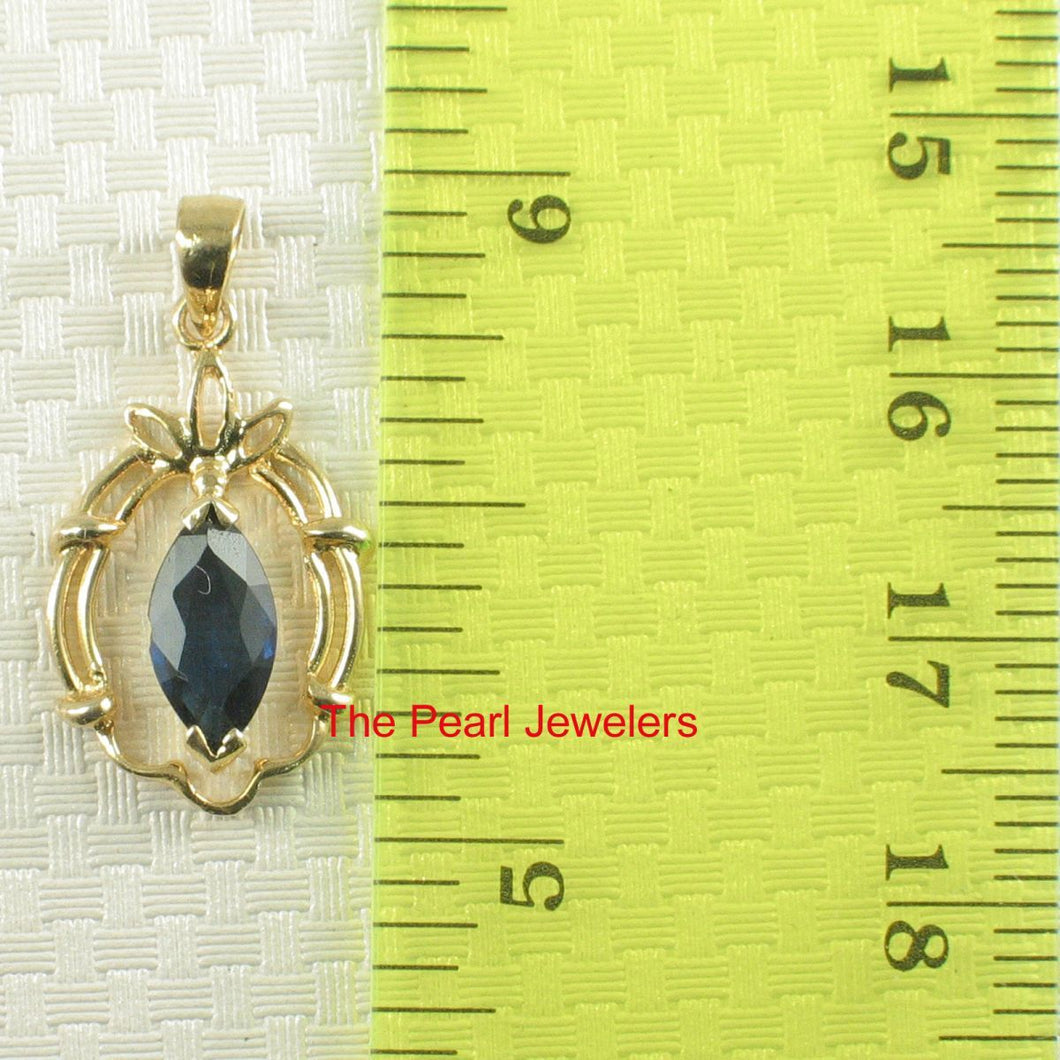 14K Yellow Gold Natural Sapphire Pendant