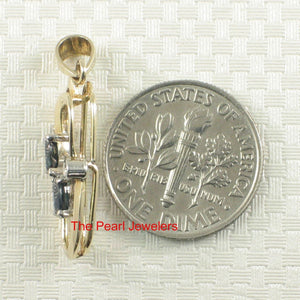 14K Yellow Gold Sapphire & Diamond Pendant