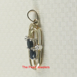 14K Yellow Gold Sapphire & Diamond Pendant