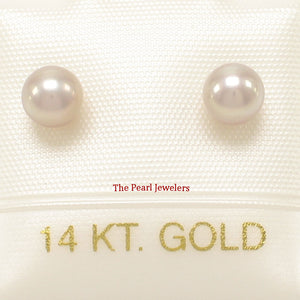 14K Yellow Gold 4.5-5mm Lavender Cultured Pearl Stud Earrings