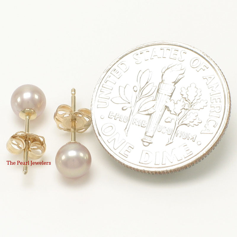 14K Yellow Gold 4.5-5mm Lavender Cultured Pearl Stud Earrings
