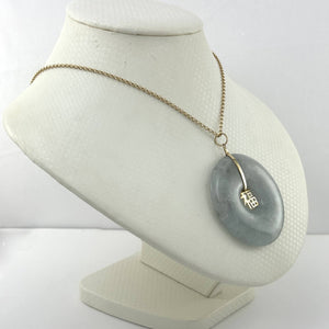 14k Yellow Gold “Blessing” Disc Jadeite Pendant