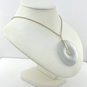 14k Yellow Gold “Blessing” Disc Jadeite Pendant