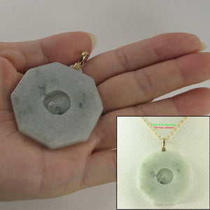 14k Yellow Gold Hand-Carved Eight Trigrams Jade Pendant
