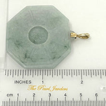 Load image into Gallery viewer, 14k Yellow Gold Hand-Carved Eight Trigrams Jade Pendant