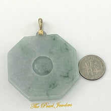 Load image into Gallery viewer, 14k Yellow Gold Hand-Carved Eight Trigrams Jade Pendant