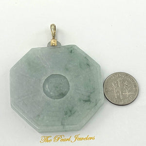 14k Yellow Gold Hand-Carved Eight Trigrams Jade Pendant
