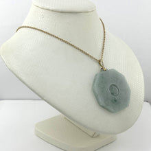 Load image into Gallery viewer, 14k Yellow Gold Hand-Carved Eight Trigrams Jade Pendant
