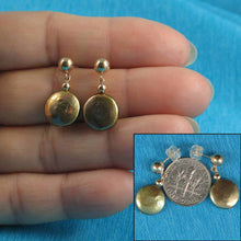 Load image into Gallery viewer, 14K Yellow Gold Green Coin Pearl Dangle Earrings (10.5mm)