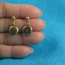 Load image into Gallery viewer, 14K Yellow Gold Green Coin Pearl Dangle Earrings (10.5mm)