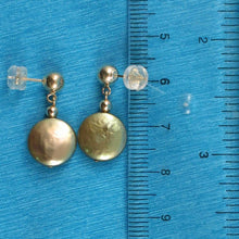 Load image into Gallery viewer, 14K Yellow Gold Green Coin Pearl Dangle Earrings (10.5mm)