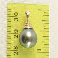 Load image into Gallery viewer, 14k Gold Bell Black-Green Tahitian Pearl Pendant