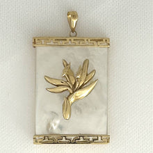 Load image into Gallery viewer, 14k Yellow Gold Bird of Paradise &amp; Greek Key White MOP Pendant Necklace