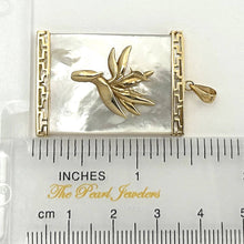 Load image into Gallery viewer, 14k Yellow Gold Bird of Paradise &amp; Greek Key White MOP Pendant Necklace