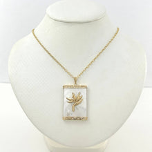 Load image into Gallery viewer, 14k Yellow Gold Bird of Paradise &amp; Greek Key White MOP Pendant Necklace