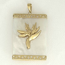 Load image into Gallery viewer, 14k Yellow Gold Bird of Paradise &amp; Greek Key White Mother of Pearl Pendant