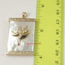 Load image into Gallery viewer, 14k Yellow Gold Bird of Paradise &amp; Greek Key White Mother of Pearl Pendant