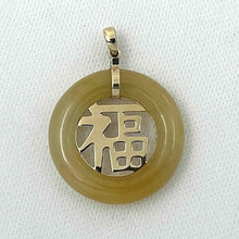 Load image into Gallery viewer, 14k Gold Blessing Yellow Jade Donut Pendant