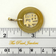 Load image into Gallery viewer, 14k Gold Blessing Yellow Jade Donut Pendant
