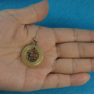 14k Gold Blessing Yellow Jade Donut Pendant