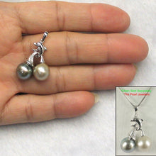 Load image into Gallery viewer, 14k White Gold Blue &amp; Grey Tahitian Pearl Dolphin Pendant