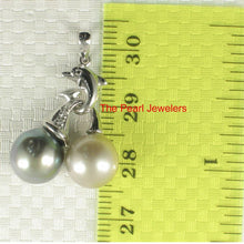 Load image into Gallery viewer, 14k White Gold Blue &amp; Grey Tahitian Pearl Dolphin Pendant