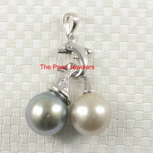 Load image into Gallery viewer, 14k White Gold Blue &amp; Grey Tahitian Pearl Dolphin Pendant