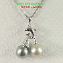 Load image into Gallery viewer, 14k White Gold Blue &amp; Grey Tahitian Pearl Dolphin Pendant