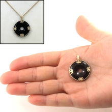 Load image into Gallery viewer, 14k Gold Butterflies Disc Shape Black Onyx Pendant Necklace