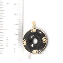 Load image into Gallery viewer, 14k Gold Butterflies Disc Shape Black Onyx Pendant Necklace