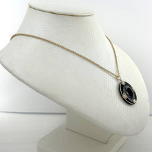 Load image into Gallery viewer, 14k Gold Butterflies Disc Shape Black Onyx Pendant Necklace