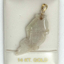 Load image into Gallery viewer, 14k Solid Yellow Gold Hand-Carved Carp Antique White Jadeite Pendant Necklace