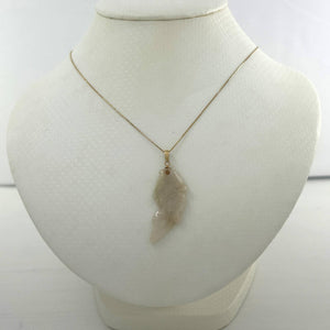 14k Solid Yellow Gold Hand-Carved Carp Antique White Jadeite Pendant Necklace