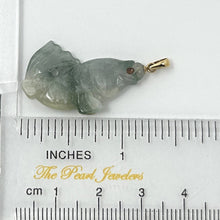 Load image into Gallery viewer, 14k Solid Yellow Gold Hand-Carved Carp Celadon-Green Jadeite Pendant Necklace