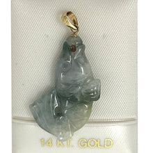 Load image into Gallery viewer, 14k Solid Yellow Gold Hand-Carved Carp Celadon-Green Jadeite Pendant Necklace