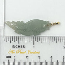 Load image into Gallery viewer, 14k Solid Yellow Gold Hand-Carved Carp Celadon-Green Jadeite Pendant