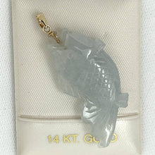 Load image into Gallery viewer, 14k Solid Yellow Gold Hand-Carved Carp Celadon Jadeite Pendant