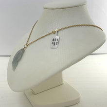 Load image into Gallery viewer, 14k Solid Yellow Gold Hand-Carved Carp Celadon Jadeite Pendant