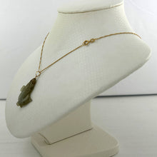 Load image into Gallery viewer, 14k Solid Yellow Gold Hand-Carved Carp Celadon-Tone Jadeite Pendant Necklace