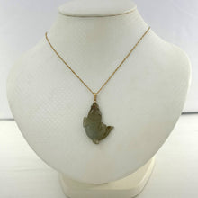 Load image into Gallery viewer, 14k Solid Yellow Gold Hand-Carved Carp Celadon-Tone Jadeite Pendant Necklace