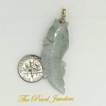 Load image into Gallery viewer, 14k Solid Yellow Gold Hand-Carved Carp Celadon Two-Tone Jadeite Pendant
