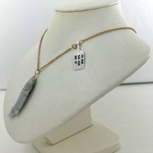Load image into Gallery viewer, 14k Solid Yellow Gold Hand-Carved Carp Celadon Two-Tone Jadeite Pendant