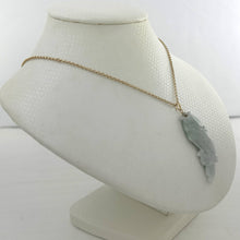 Load image into Gallery viewer, 14k Solid Yellow Gold Hand-Carved Carp Celadon Two-Tone Jadeite Pendant