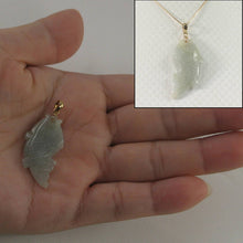 Load image into Gallery viewer, 14k Solid Yellow Gold Hand-Carved Carp Pale Green Jadeite Pendant Necklace